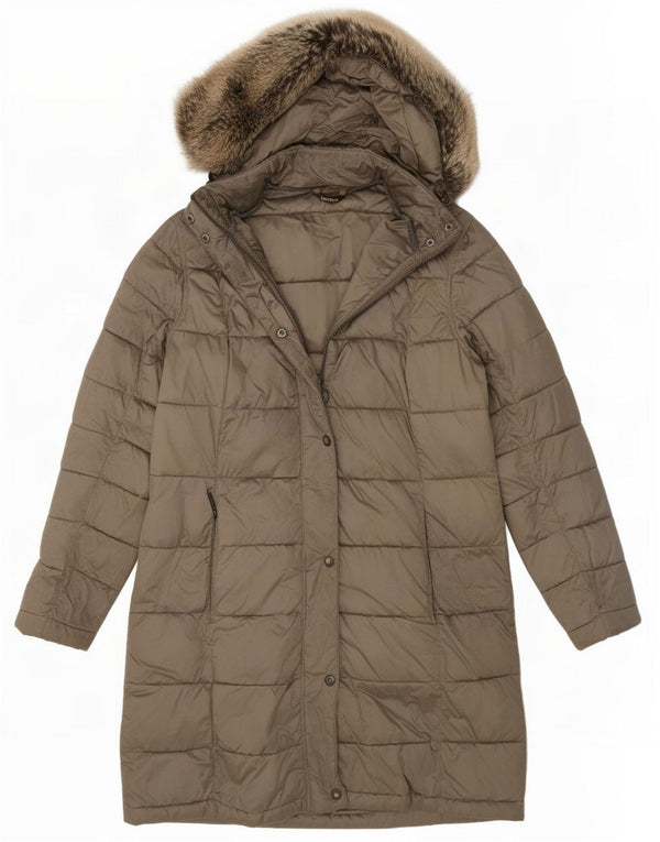 Damski ocieplany płaszcz z kapturem Barbour UK 12 Medium Khaki