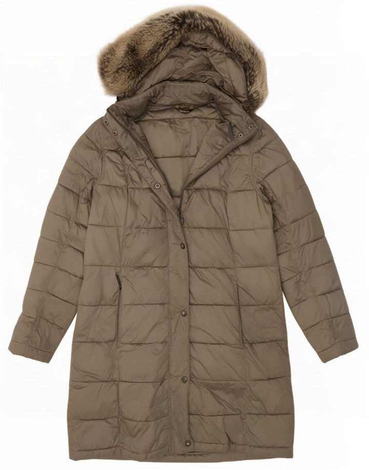 Damski ocieplany płaszcz z kapturem Barbour UK 12 Medium Khaki