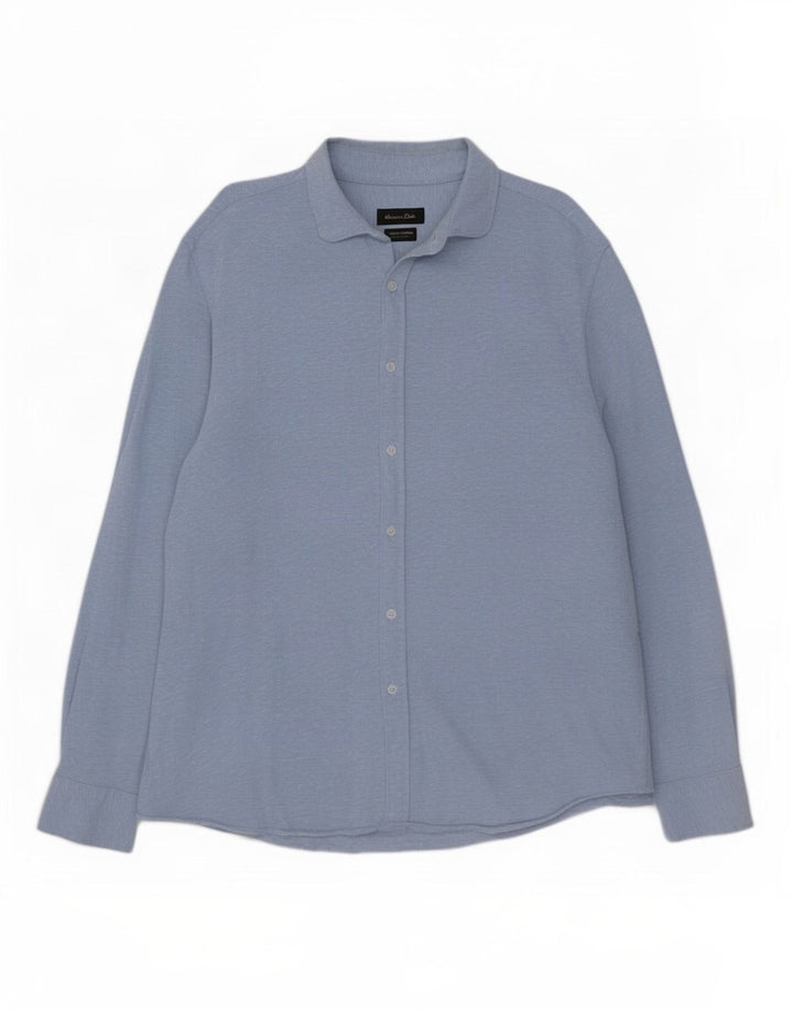 Koszula męska Massimo Dutti 2XL niebieska, bawełniana