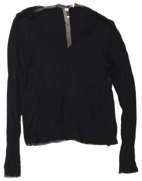 Damska bluzka z długim rękawem Yves Saint Laurent UK 12 Średnia czarna wiskoza