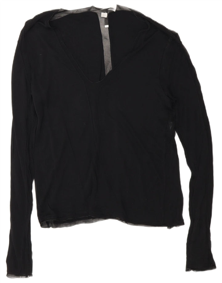 Damska bluzka z długim rękawem Yves Saint Laurent UK 12 Średnia czarna wiskoza