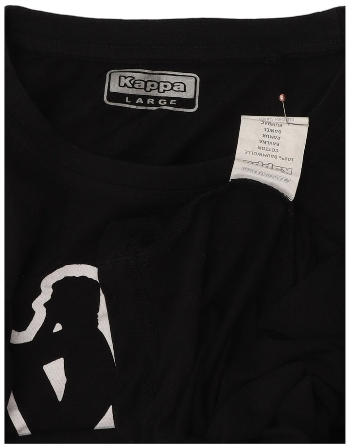 Męski T-shirt z grafiką Kappa, duży, czarny, bawełniany
