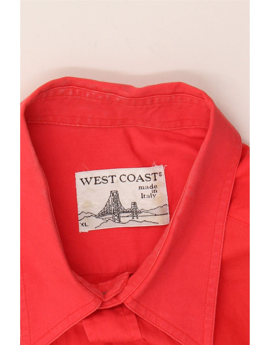 WEST COAST Mens Short Sleeve Shirt XL Red Cotton Vintage West Coast and Second-Hand West Coast from Messina Hembry 