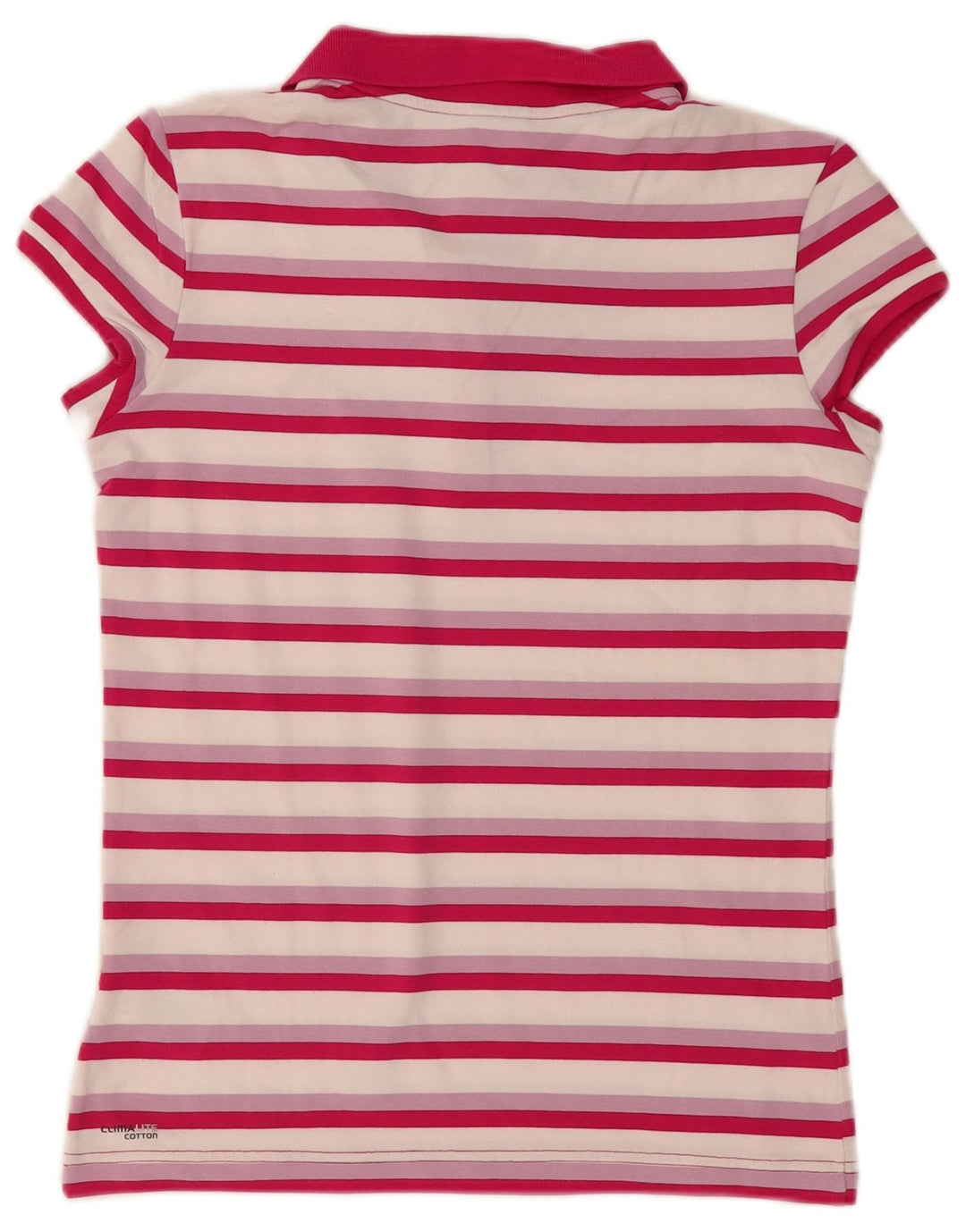 Damska koszulka polo Adidas UK 12 Średnio różowa bawełniana w paski