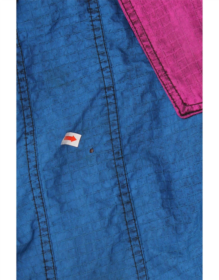 Męski kombinezon narciarski z kapturem w stylu vintage IT 52, duży niebieski poliamid z blokami kolorów