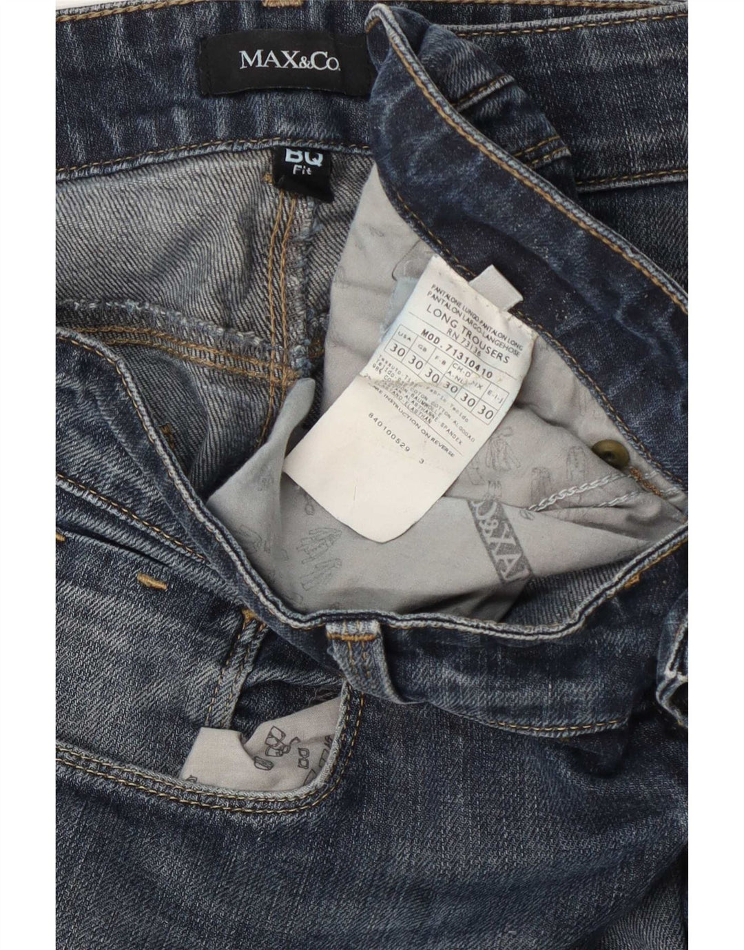 Damskie jeansy slim fit Max & Co. W30 L30 Niebieskie, bawełniane