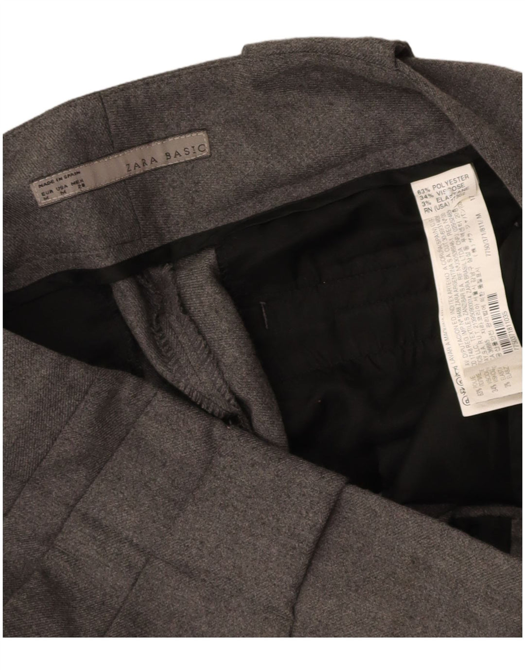 ZARA Womens Slim Suit Trousers Medium W32 L28 Grey Polyester