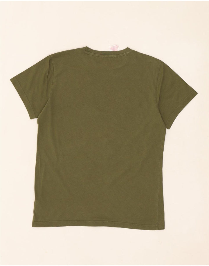Chłopięcy T-shirt Adidas z grafiką, 13-14 lat, bawełna khaki