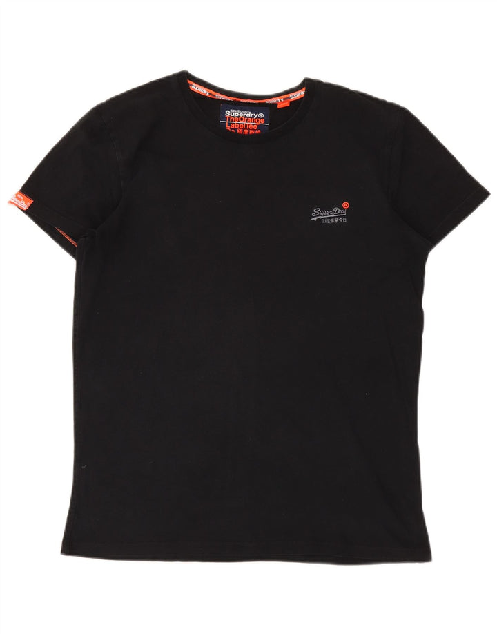 SUPERDRY Męski T-shirt Top Średni Czarny Bawełniany
