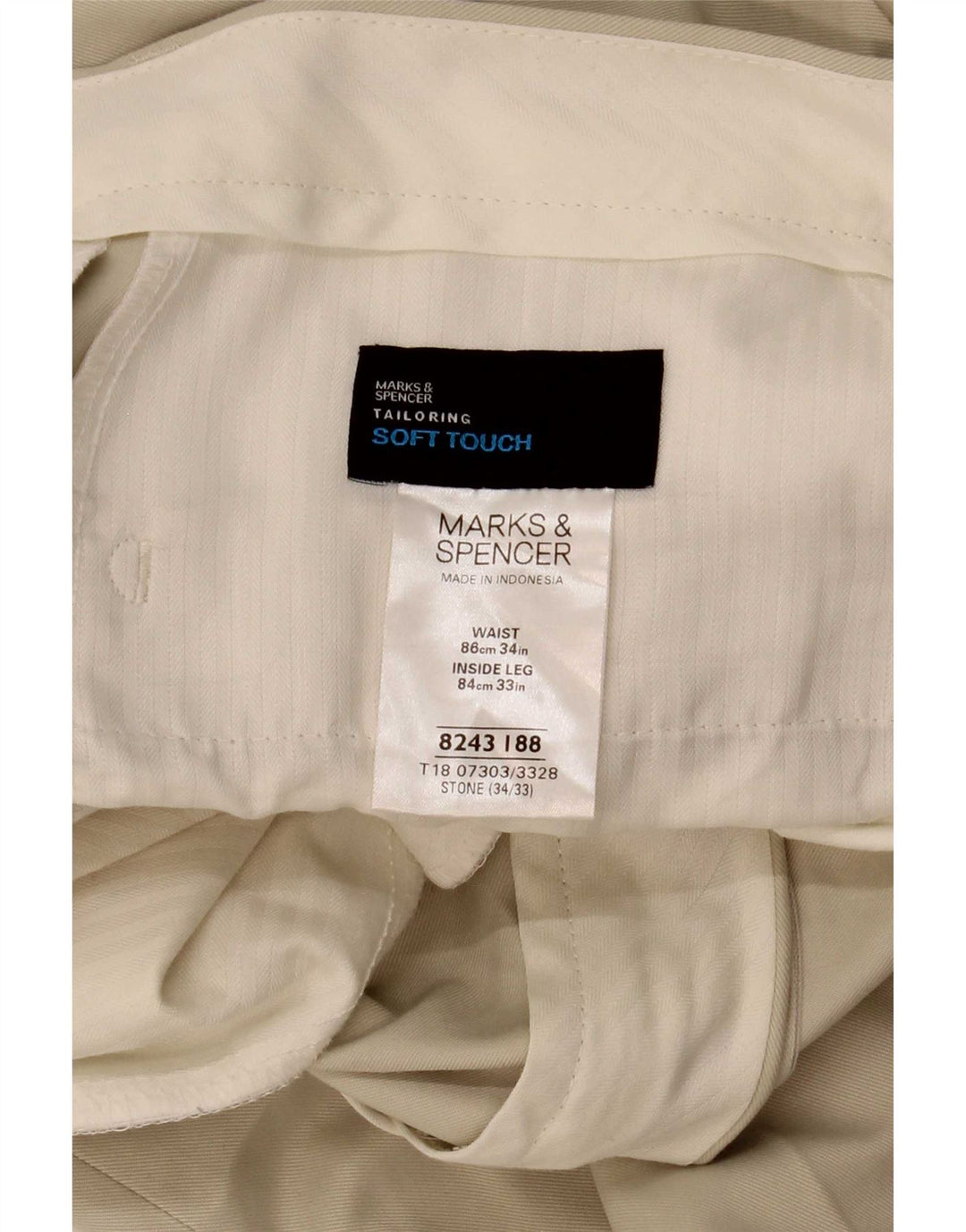 Marks & Spencer Męskie proste spodnie chino W34 L33 Beżowy poliester