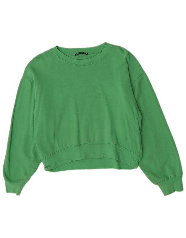 Damski sweter oversize Zara Crop UK 10 Small, zielony, bawełniany