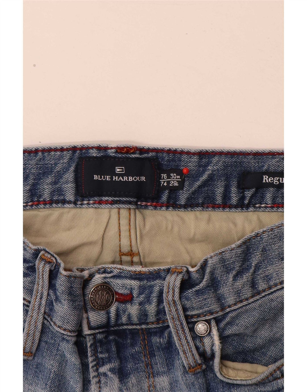 Marks & Spencer Męskie niebieskie dżinsy Harbour Regular Straight W30 L29 Bawełna