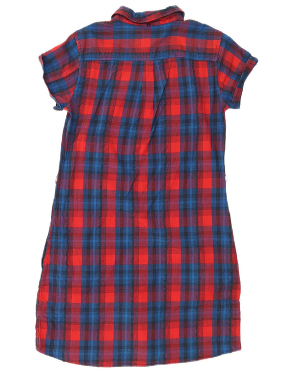Damska sukienka koszulowa Lee z krótkim rękawem UK 12, bawełniana w średnią czerwoną kratkę
