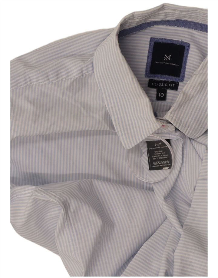 CREW CLOTHING Damska koszula o klasycznym kroju UK 10, w małe, niebieskie paski, bawełniana