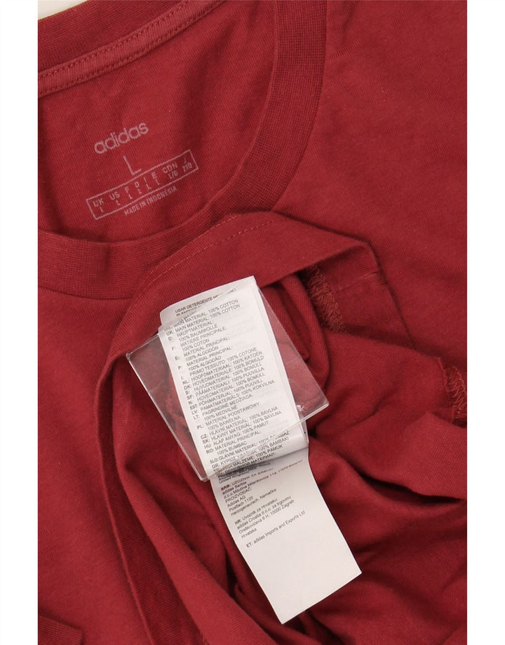 Męski T-shirt z grafiką ADIDAS, duży, czerwony, bawełniany