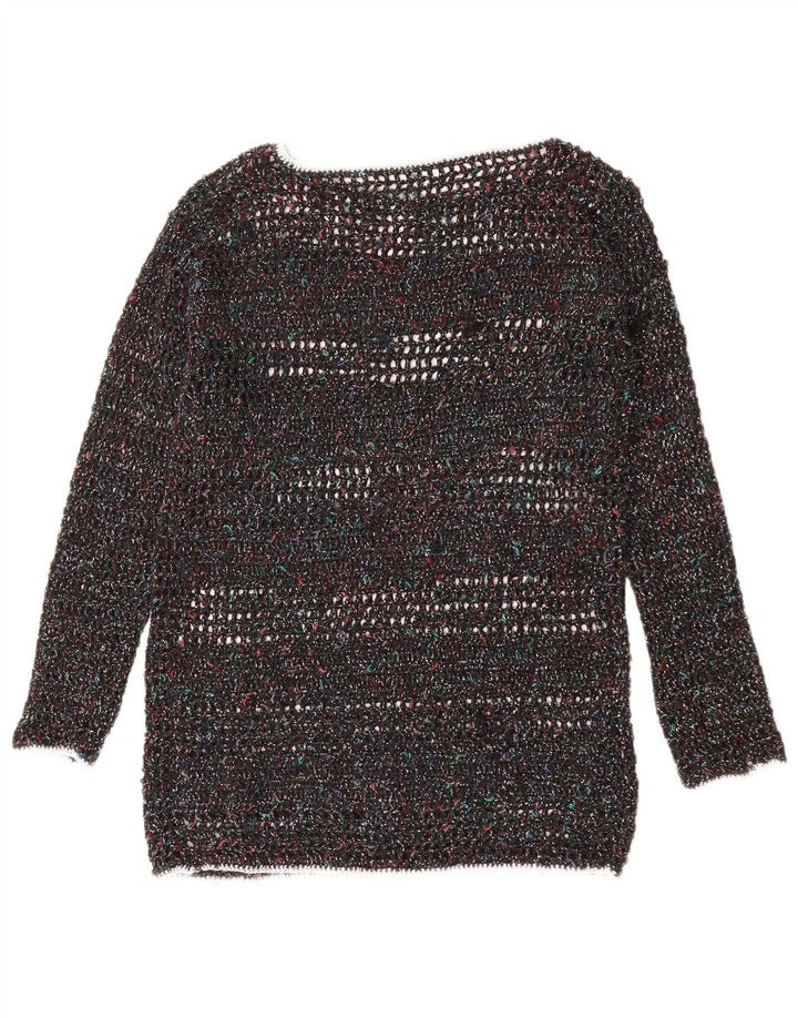 Sweter damski VINTAGE z dekoltem w łódkę UK 12, średni, wielokolorowy, nakrapiany