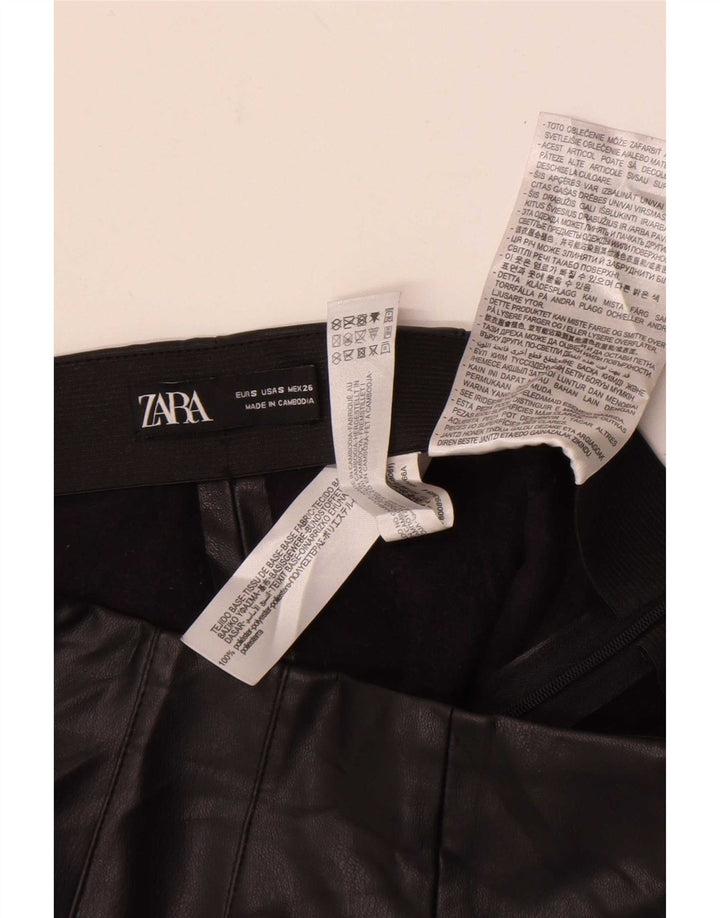 Spodnie damskie Zara Skinny Leather Small W26 L27 Czarny poliester