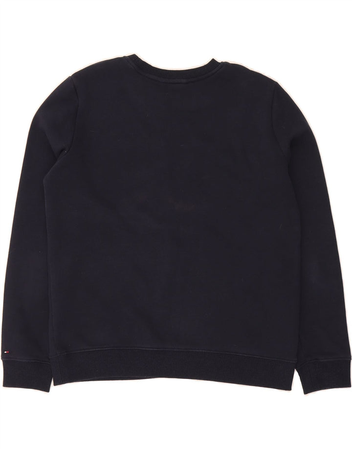TOMMY HILFIGER Womens Oversized Sweatshirt Jumper UK 10 Small Navy Blue Vintage Tommy Hilfiger and Second-Hand Tommy Hilfiger from Messina Hembry 