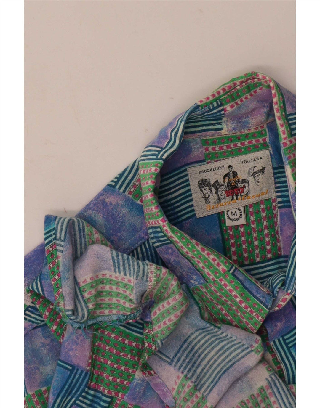 Azzurra Koszula męska z krótkim rękawem Średni wielobarwny patchwork