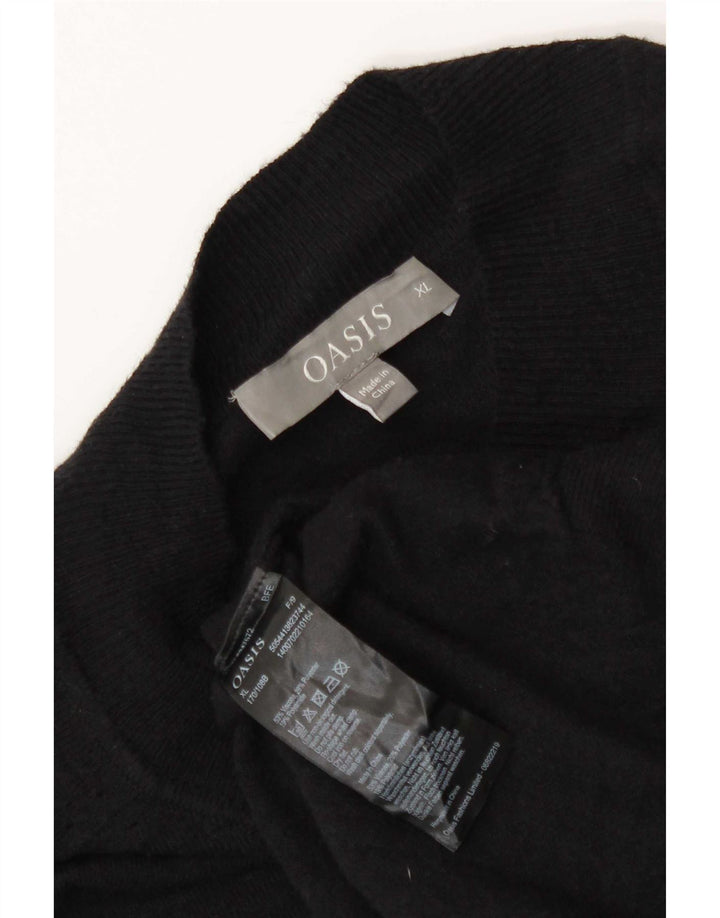 Damski sweter oversize Oasis z golfem UK 18 XL, czarna wiskoza