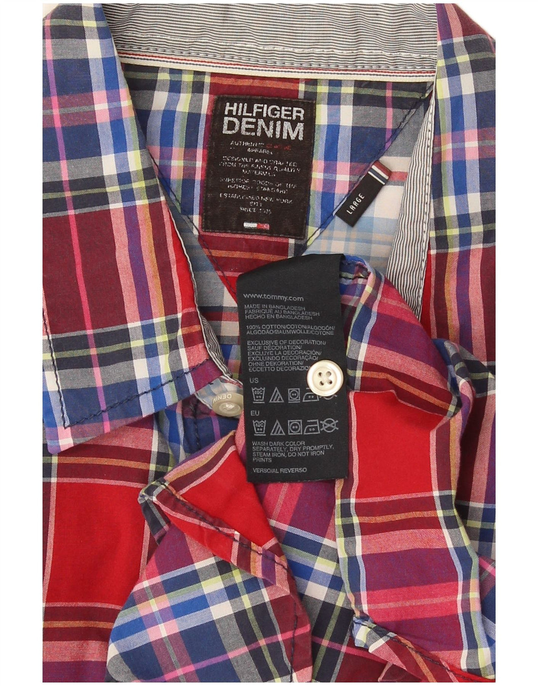 Koszula męska Tommy Hilfiger, duża, bawełniana w czerwoną kratę