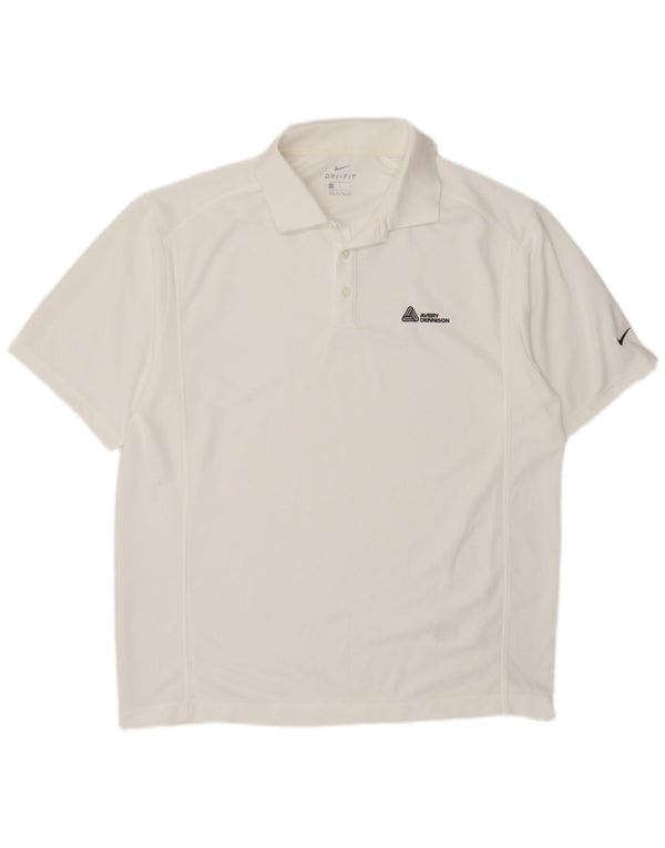 Męska koszulka polo Nike Dri Fit, duża, biała, poliestrowa