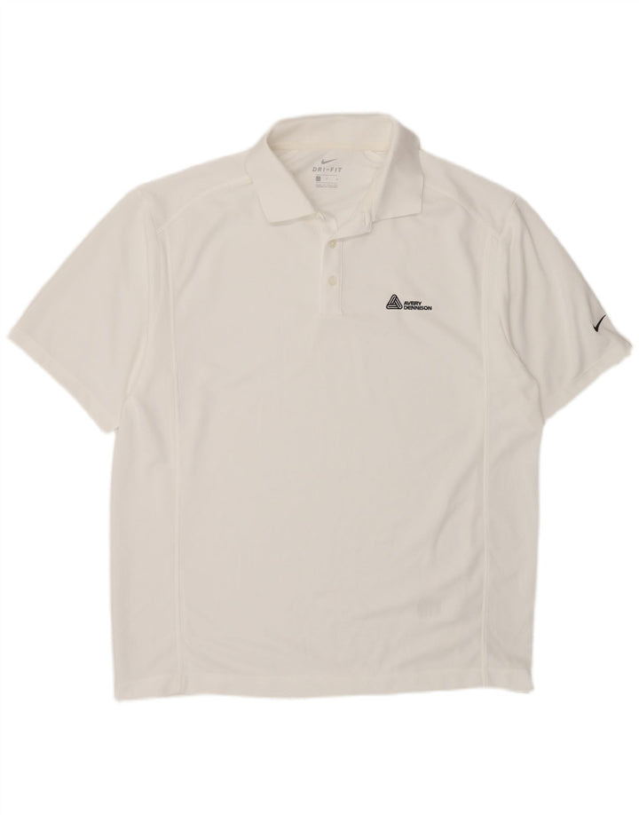 Męska koszulka polo Nike Dri Fit, duża, biała, poliestrowa