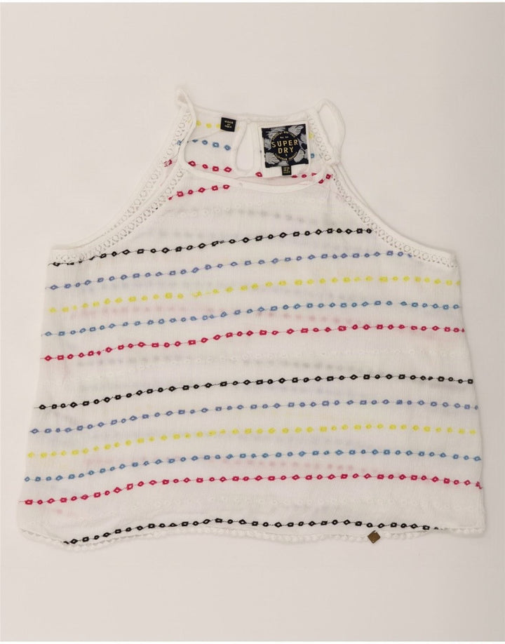 Damski top Superdry Crop Halter UK 10 Small White Striped Wiskoza