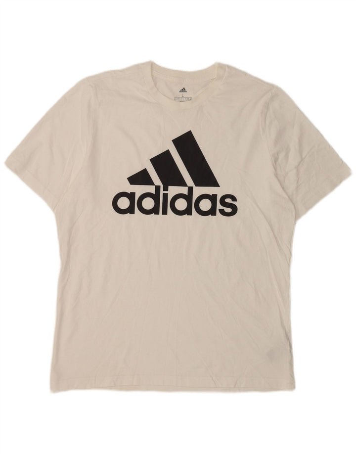 Męska koszulka z grafiką ADIDAS, duża, biała, bawełniana