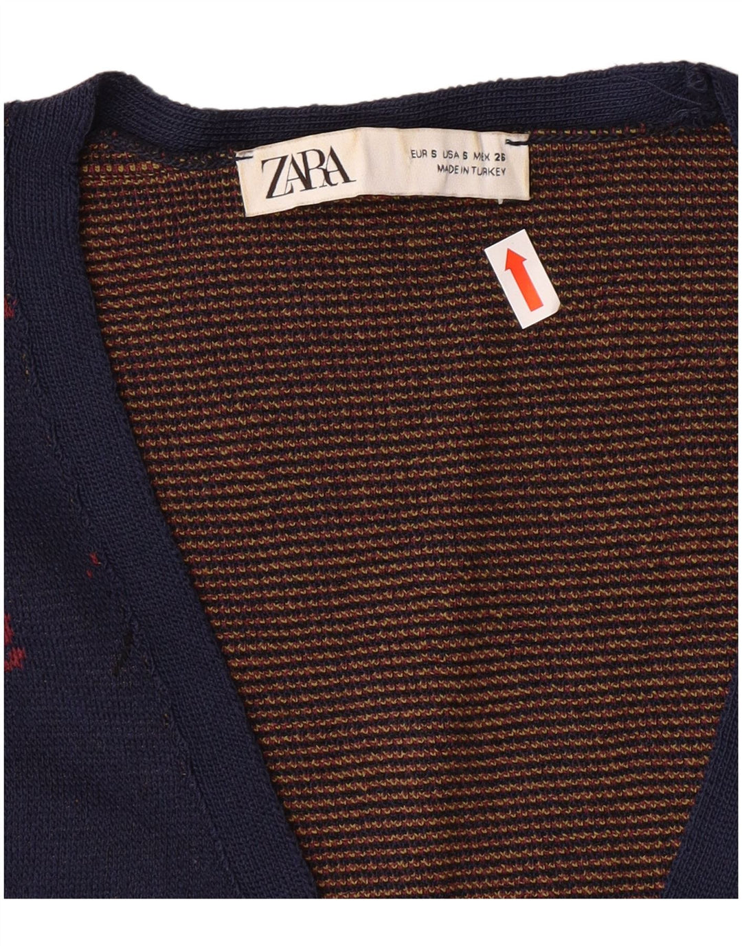 Damski sweter rozpinany ZARA UK 10, mały, granatowy, w kwiaty, poliamid