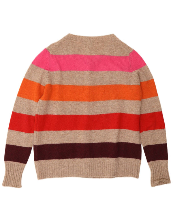 Benetton Womens Cardigan Sweater UK 16 Large Grey Striped Wool