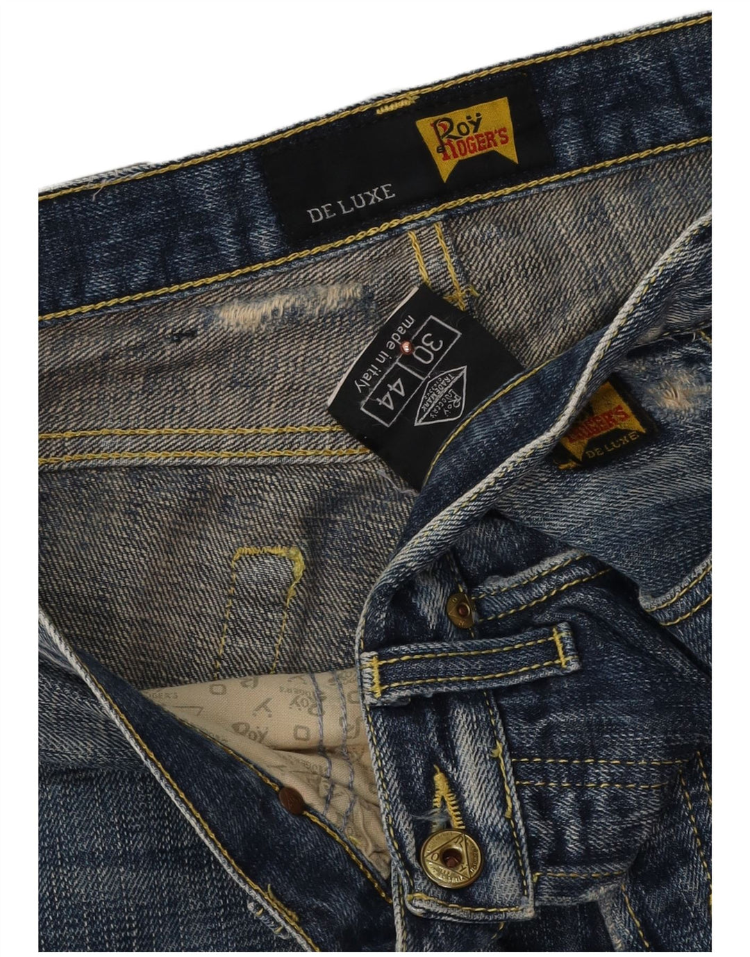 Damskie dżinsy Roy Rogers De Luxe w trudnej sytuacji W30 L31 Granatowa bawełna