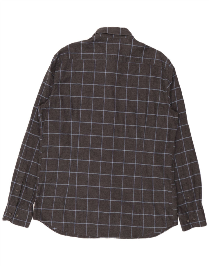 MASSIMO DUTTI Męska koszula flanelowa XL, bawełniana, szara krata