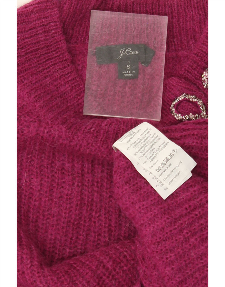 J. CREW Damski sweter z dekoltem w łódkę UK 10 Mały różowy poliamid
