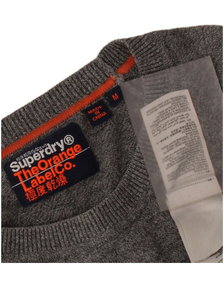 Męski sweter Superdry z okrągłym dekoltem, średnioszary, bawełniany w cętki