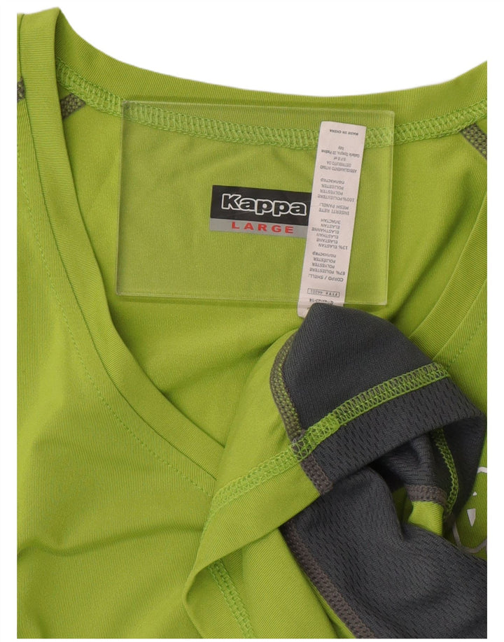 Damski T-shirt z grafiką KAPPA Top UK 16, duży, zielony poliester z blokami kolorów