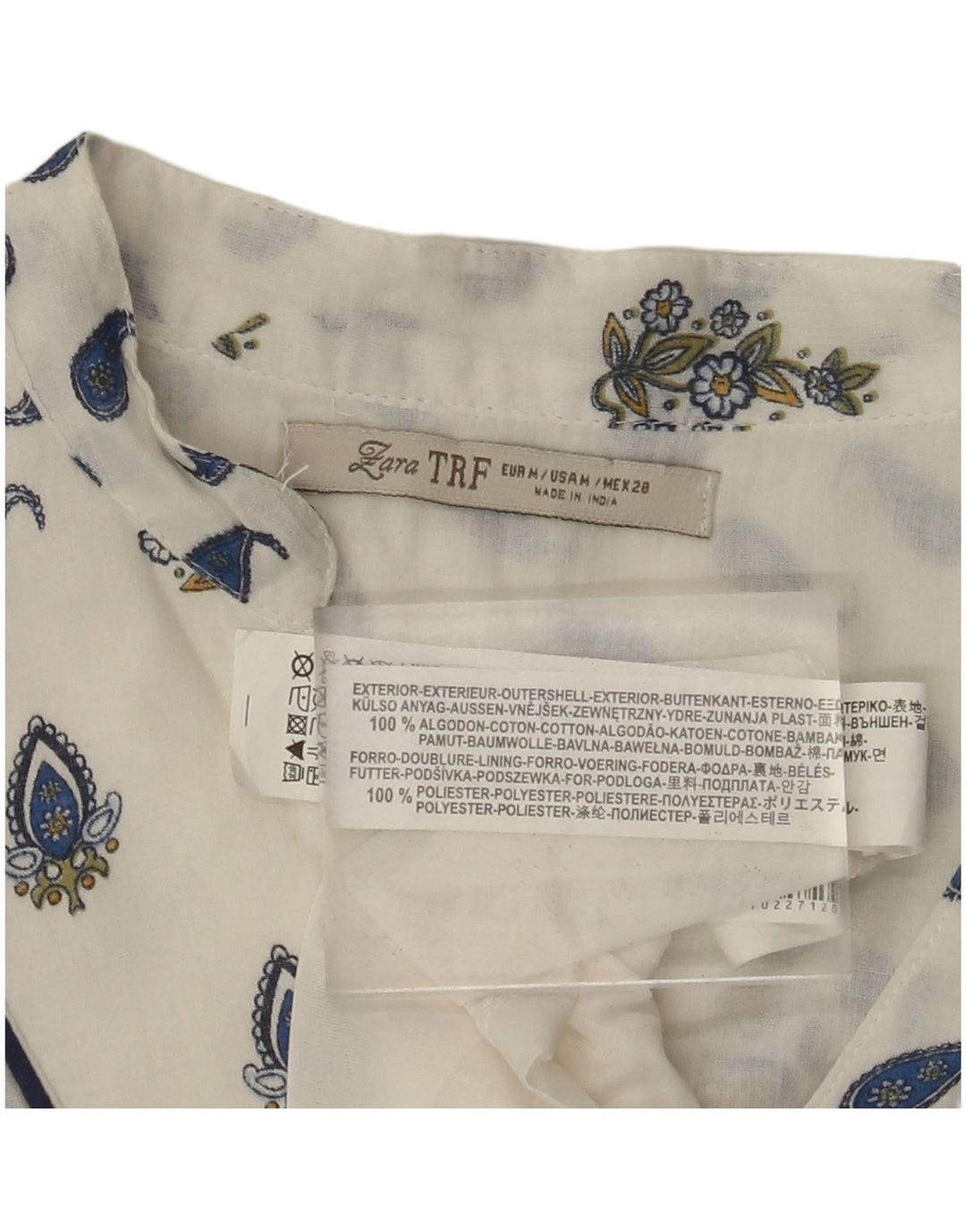 Damska sukienka typu shift z rękawem 3/4 ZARA UK 12, średnia biała bawełna Paisley