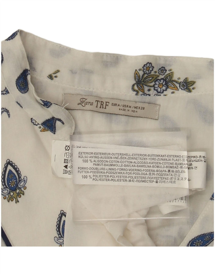 Damska sukienka typu shift z rękawem 3/4 ZARA UK 12, średnia biała bawełna Paisley