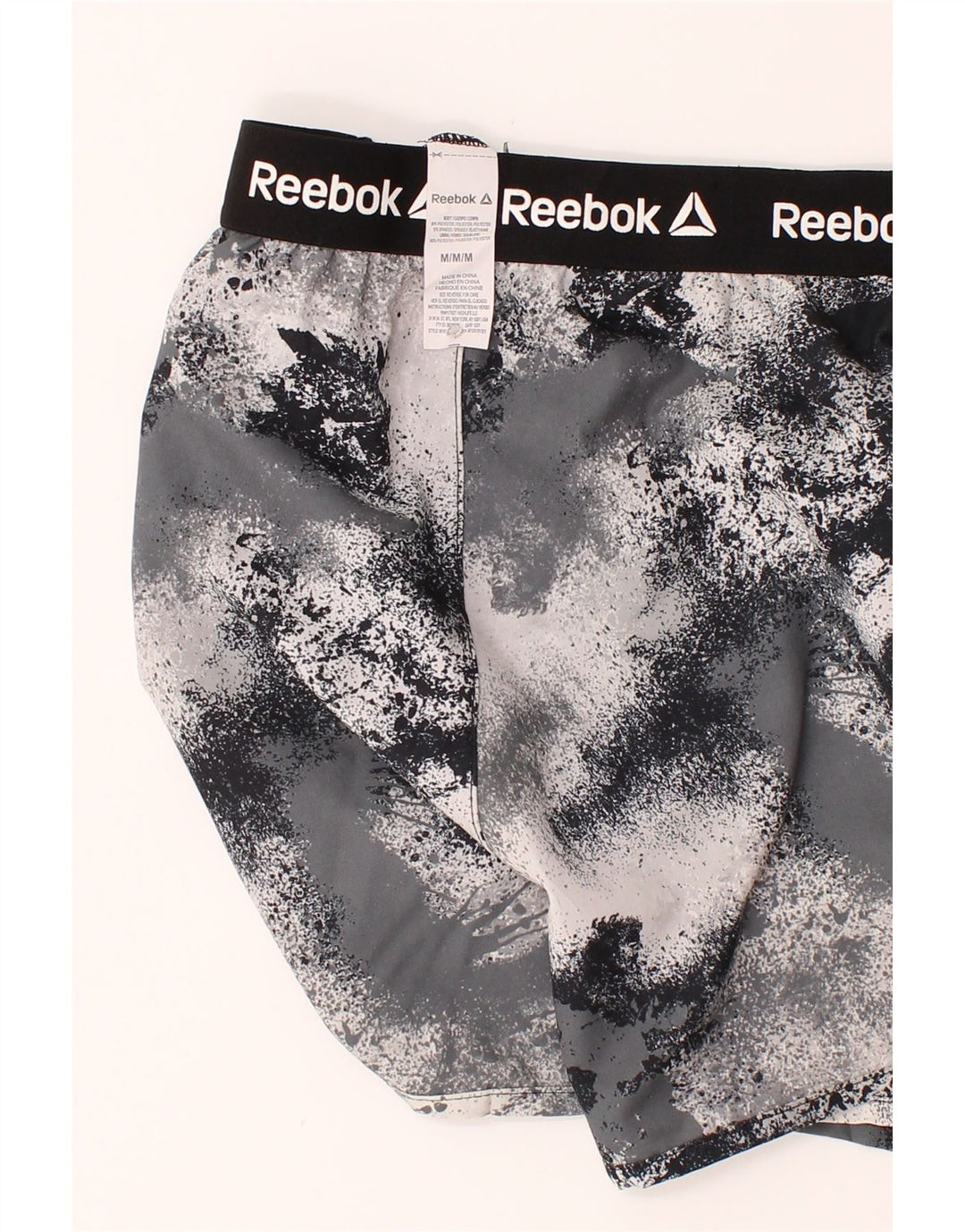 REEBOK Womens Graphic Sport Shorts UK 12 Medium  Grey Tie Dye Polyester Vintage Reebok and Second-Hand Reebok from Messina Hembry 