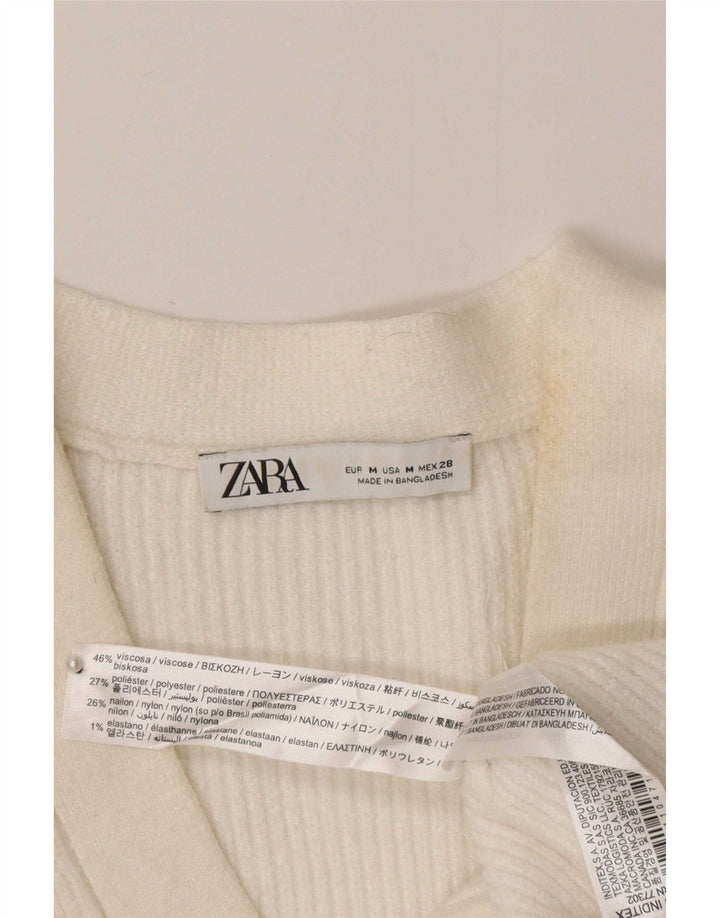 Sweter damski Zara UK 12, średni, biały, wiskoza