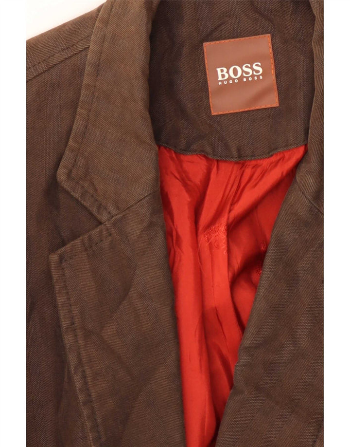 Męska marynarka zapinana na 2 guziki Hugo Boss EU 54 2XL Brązowa bawełna