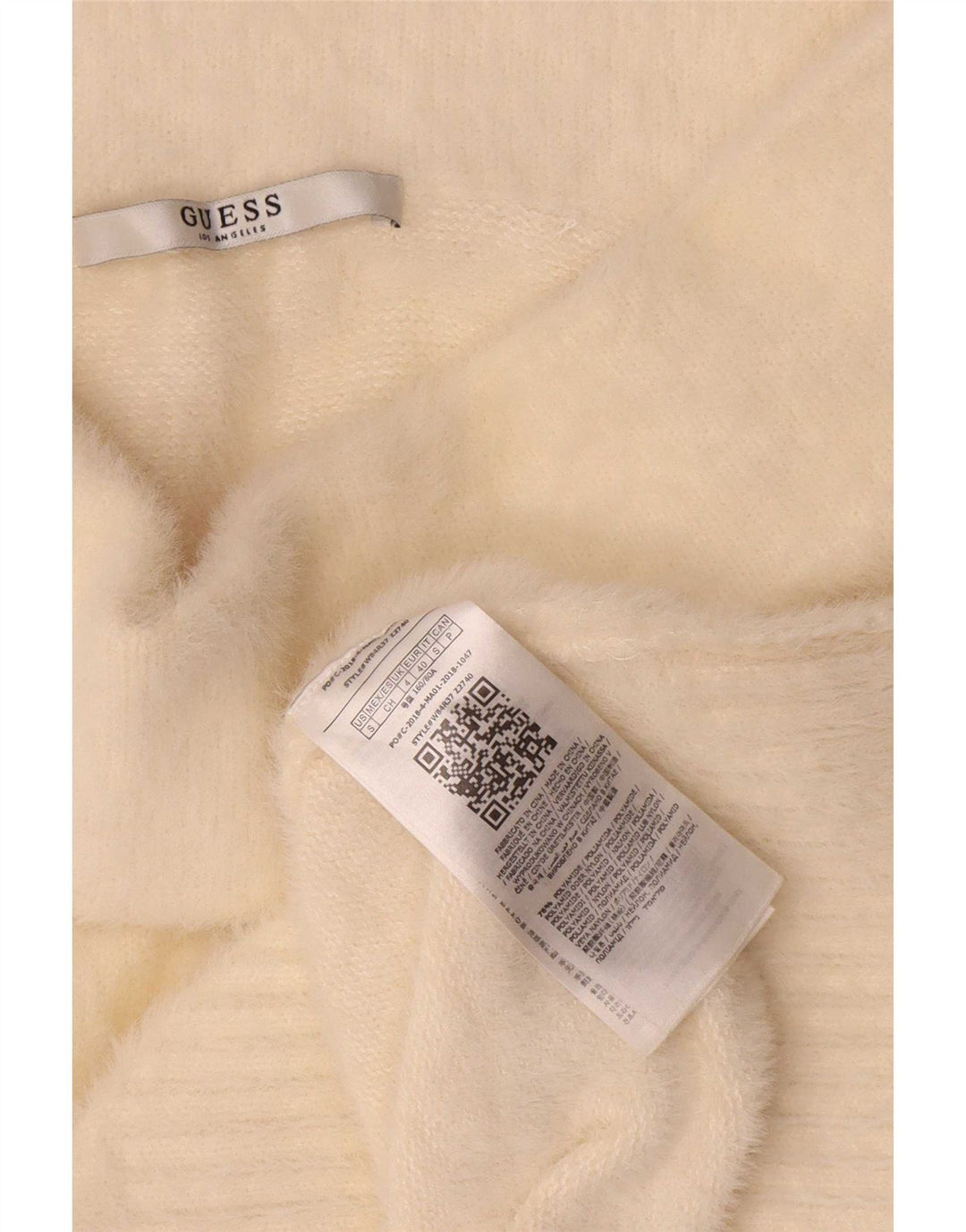 Damski sweter oversize Guess z golfem UK 4 XS w kolorze złamanej bieli, poliamid
