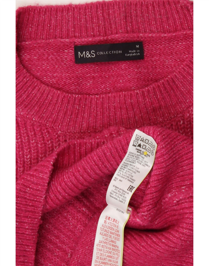 Marks & Spencer Damski sweter z okrągłym dekoltem, UK 14, średni, różowy, nakrapiany