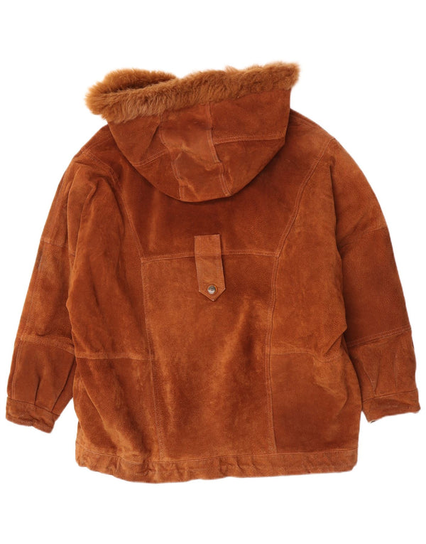 Vintage damska, oversize'owa kurtka parka z kapturem IT 46, duża brązowa