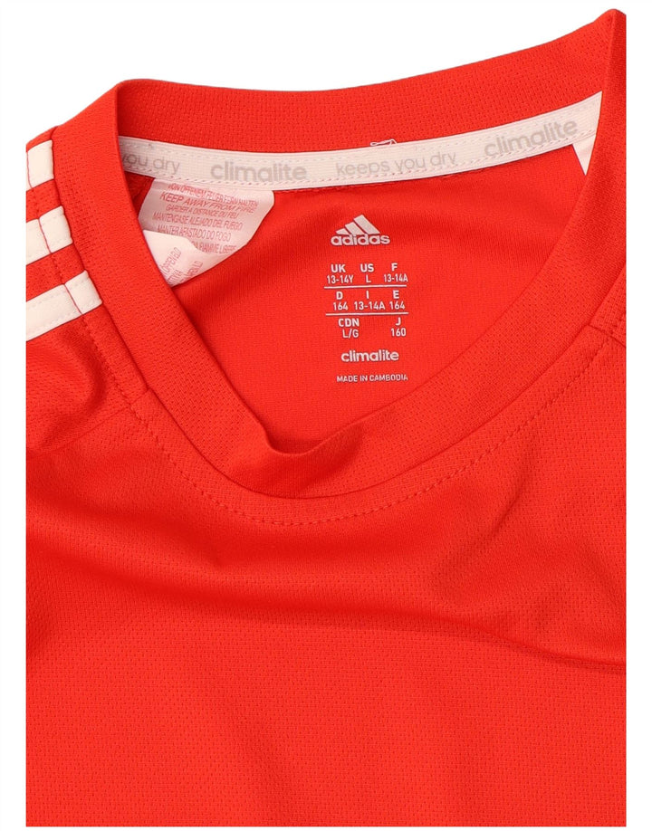 Chłopięcy T-shirt ADIDAS Climalite 13-14 lat, pomarańczowy, blok kolorów
