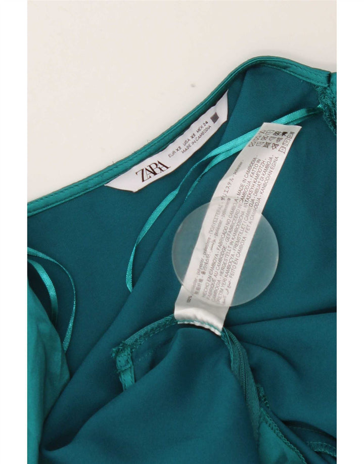 Damska bluzka Zara Crop Top UK 6 XS Zielony poliester