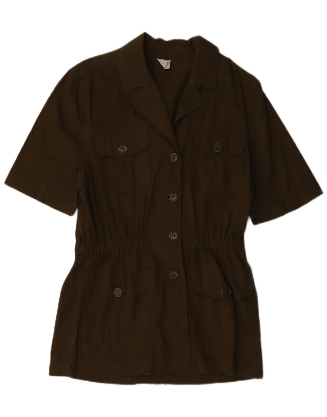 BENETTON Damska marynarka z krótkim rękawem, zapinana na 4 guziki IT 42, średni khaki