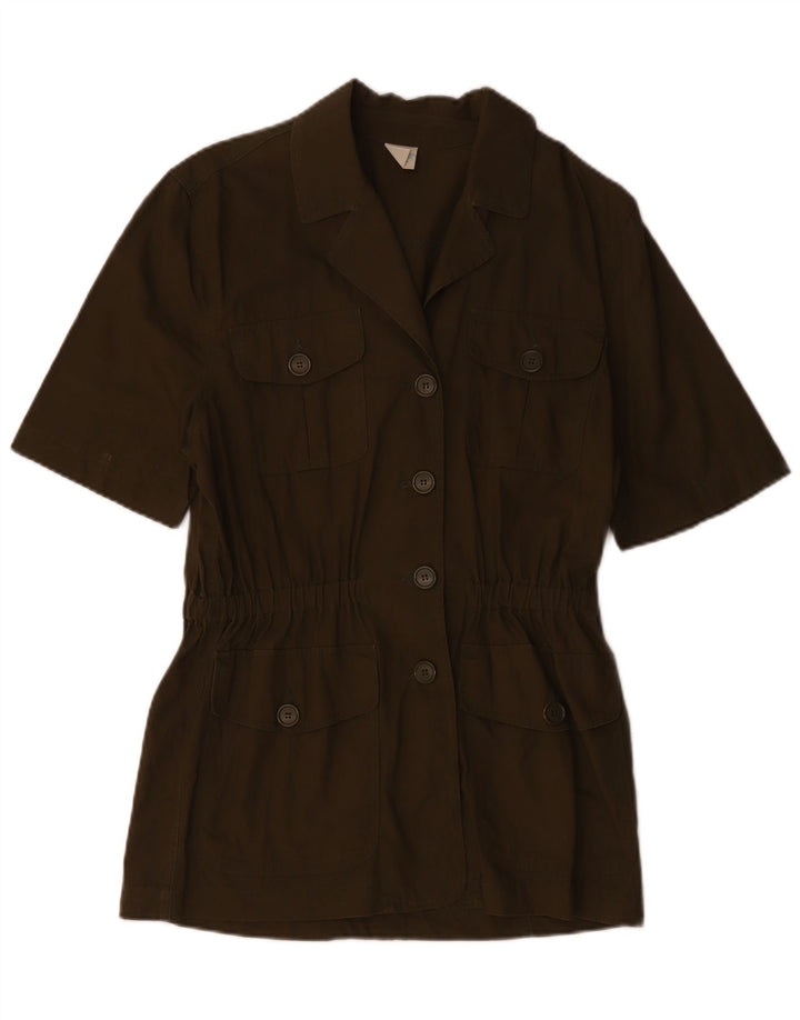 BENETTON Damska marynarka z krótkim rękawem, zapinana na 4 guziki IT 42, średni khaki