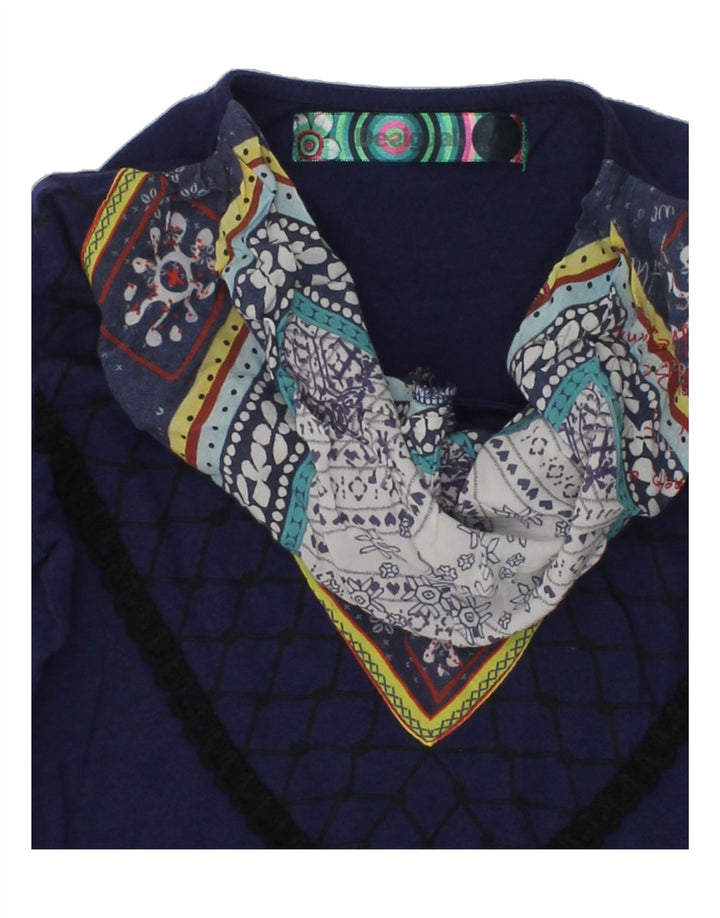 DESIGUAL Girls Abstract Pattern Blouse Top 9-10 Years Navy Blue Vintage Desigual and Second-Hand Desigual from Messina Hembry 