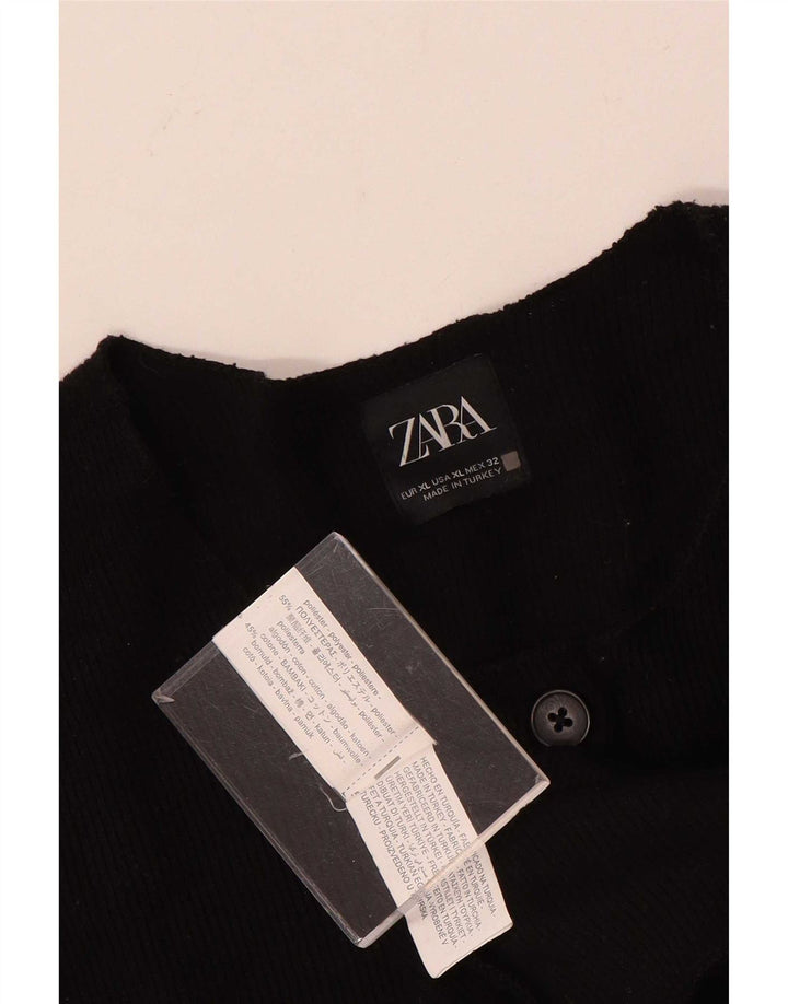 Sweter damski Zara Crop Cardigan UK 18 XL, czarny poliester